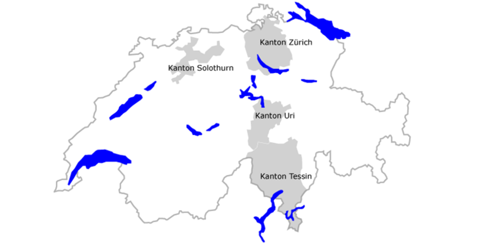 The NFP 54 project locations: Cantons of Zurich, Solothurn, Uri and Ticino. Graphic: nfp54.ch