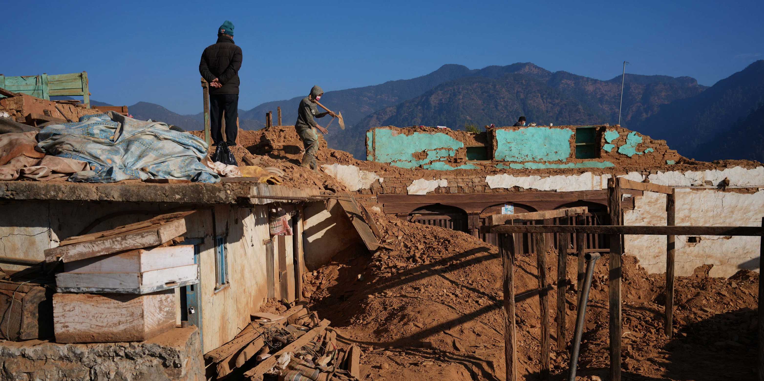 Destroyed houses in Jajarkot, Nepal.