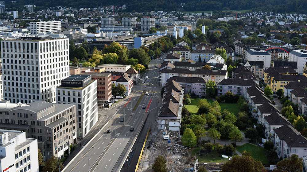 Altstetten, Zürich, Schweiz, Blick von Norden über Europabrücke, by RW Blog Photography / Architecture